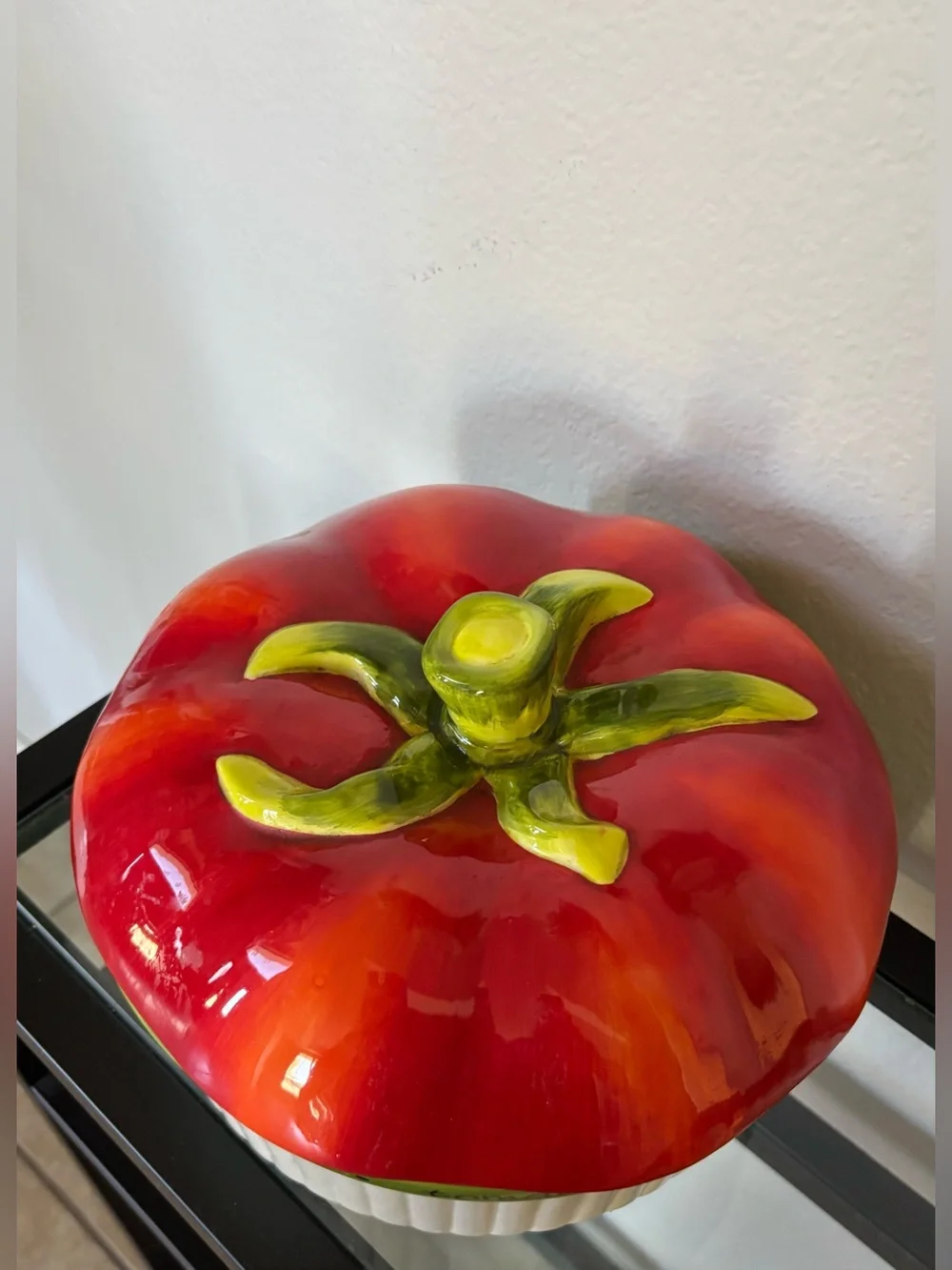 Vintage Certified International Round Ceramic Covered Casserole with Tomato Lid